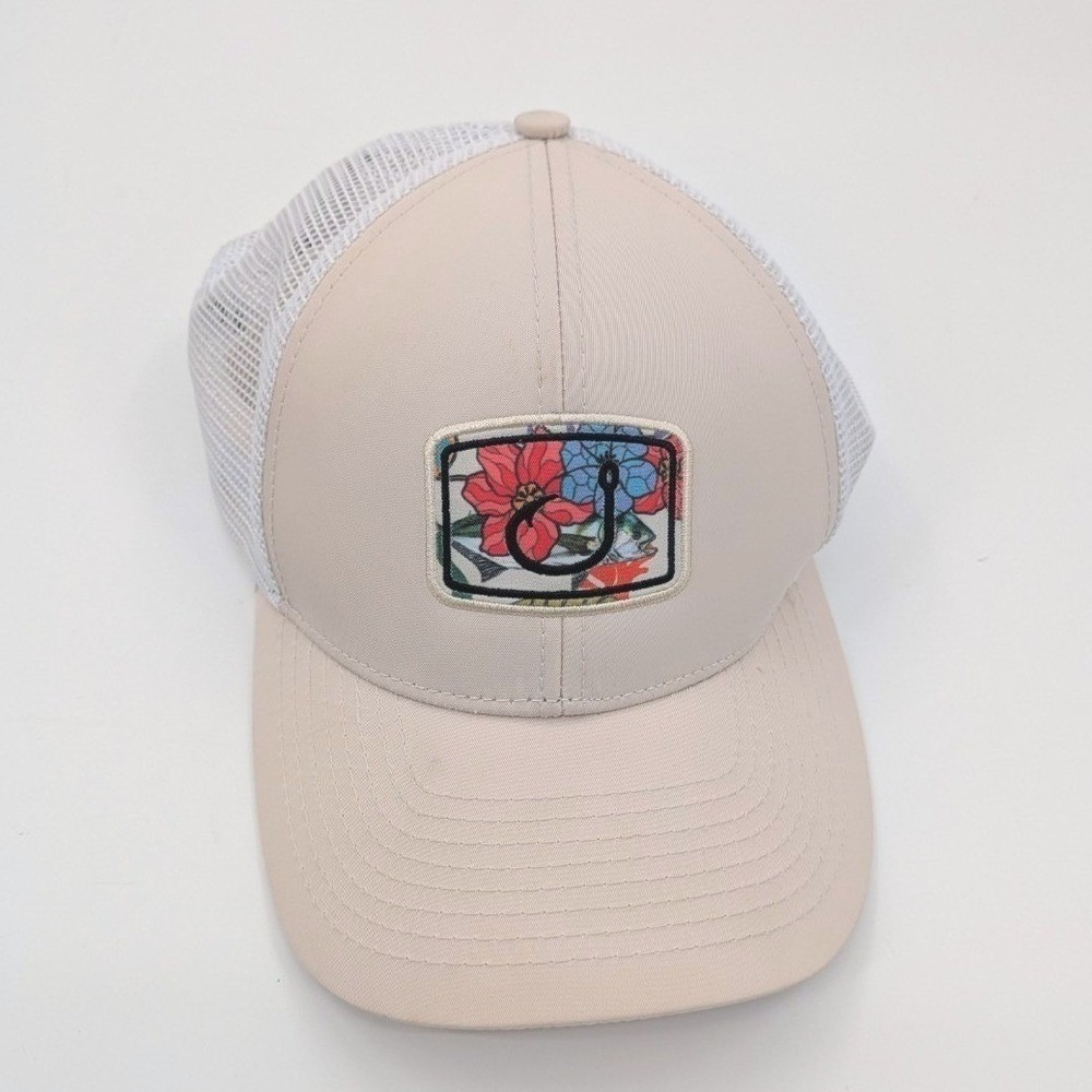 Avid Gear‎ Trucker Hat Cap Mesh Snapback Fishing Hook Sundaze Floral Ivory
